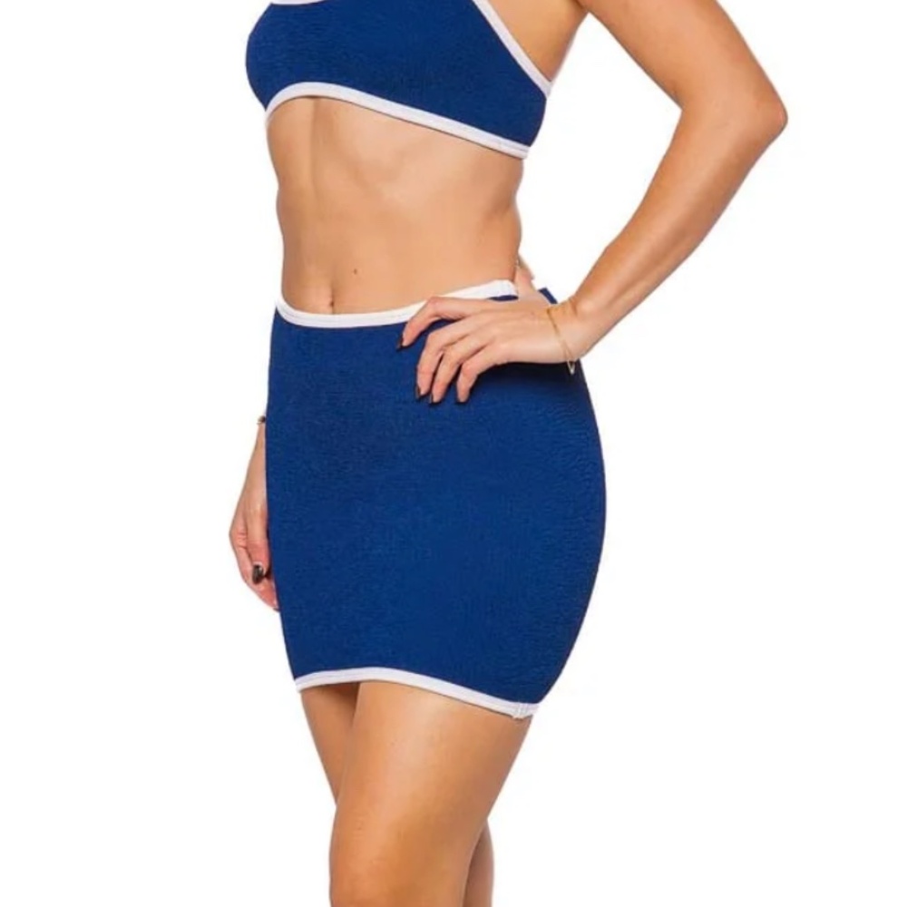 NWT Hunza G Devyn Mini Skirt/ Tube Top 2in1 in Navy Blue - One Size Fits Most!!! - Picture 2 of 6